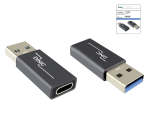 Adapter, USB A Stecker auf USB C Buchse Alu, space grau, DINIC Box